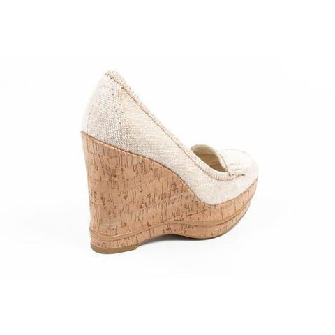 Beige 10 US - 41.5 EUR Nine West Womens Wedge Pump  NWTHEODORE MEDNA SILVER