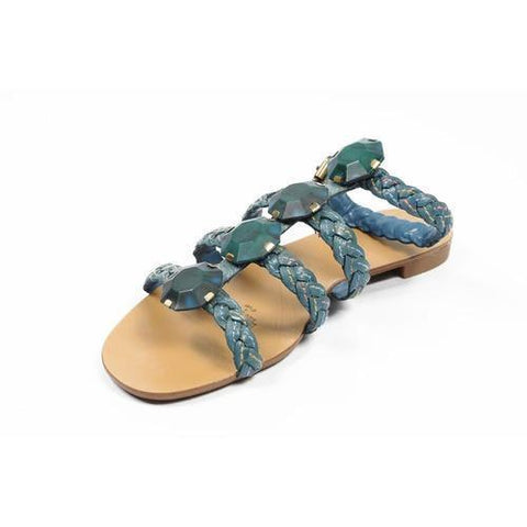 Blue 5.5 US - 36 EUR Nine West Womens Ankle Strap Flat Sandal NWRADIOWAVE MEDIUM BLU
