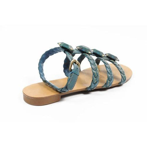 Blue 5.5 US - 36 EUR Nine West Womens Ankle Strap Flat Sandal NWRADIOWAVE MEDIUM BLU