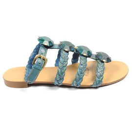 Blue 5.5 US - 36 EUR Nine West Womens Ankle Strap Flat Sandal NWRADIOWAVE MEDIUM BLU