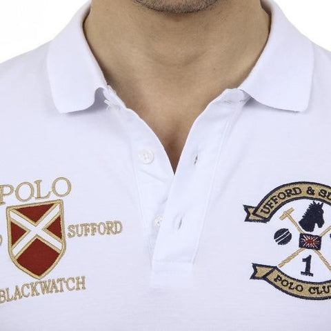 White L Ufford & Suffolk Polo Club Mens Polo Short Sleeves US007 WHITE