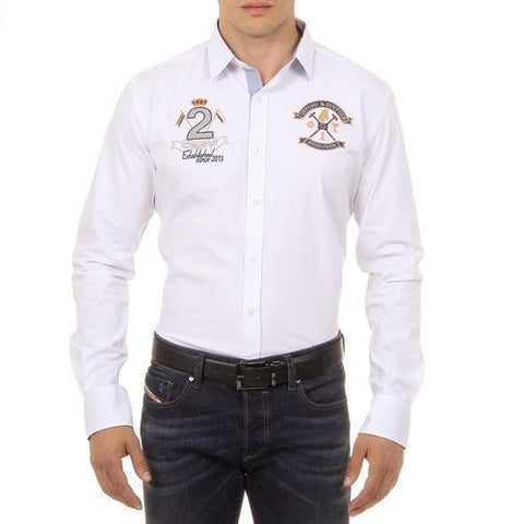 White L Ufford & Suffolk Polo Club Mens Shirt Long Sleeves US010 WHITE