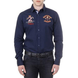 Blue S Ufford & Suffolk Polo Club Mens Shirt Long Sleeves US010 NAVY BLUE