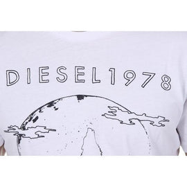 White XL Diesel Mens T-Shirt Short Sleeves Round Neck 00SC4C R091B 100 T-HITA