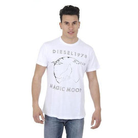 White XXL Diesel Mens T-Shirt Short Sleeves Round Neck 00SC4C R091B 100 T-HITA