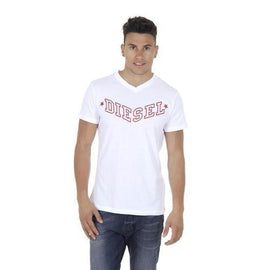 White S Diesel Mens T-Shirt Short Sleeves V-Neck 00SDG0 R091B 100 T-KRITIL