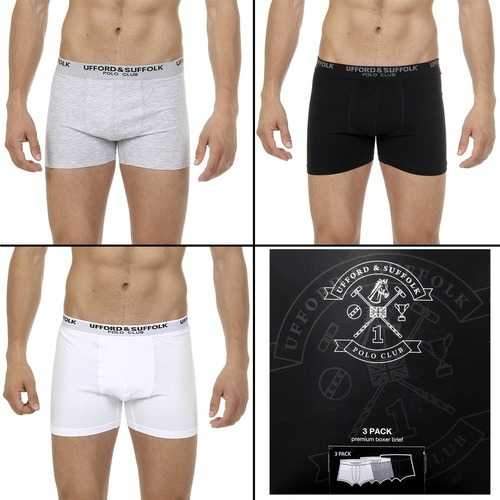 Multicolor XL Ufford & Suffolk Polo Club Mens Three pack boxer trunk US100