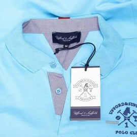 Light Blue XL Ufford & Suffolk Polo Club Mens Polo Short Sleeves US025 BLUE