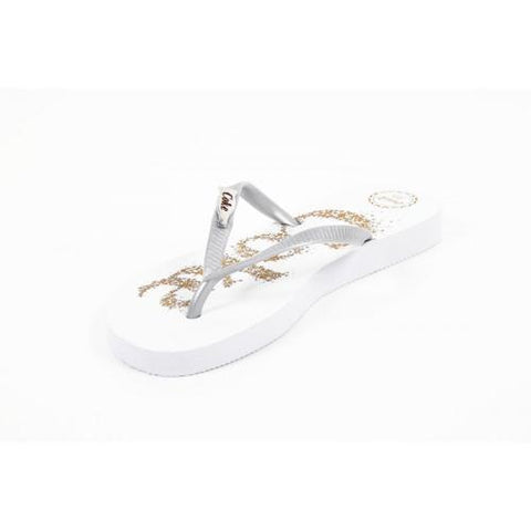 White 35/36 EUR Coca Cola ladies flip flop CCA0483 COKE X BRIGHT SILVER