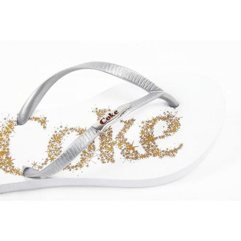 White 35/36 EUR Coca Cola ladies flip flop CCA0483 COKE X BRIGHT SILVER