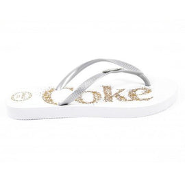 White 35/36 EUR Coca Cola ladies flip flop CCA0483 COKE X BRIGHT SILVER