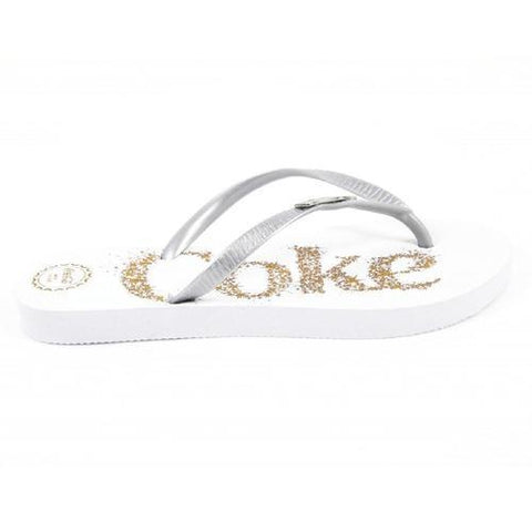White 35/36 EUR Coca Cola ladies flip flop CCA0483 COKE X BRIGHT SILVER