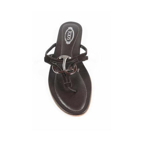 Dark Brown 36 EUR - 6 US (241mm) Tods ladies flat sandal XXW0II07811HR0S800