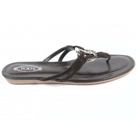 Dark Brown 36 EUR - 6 US (241mm) Tods ladies flat sandal XXW0II07811HR0S800