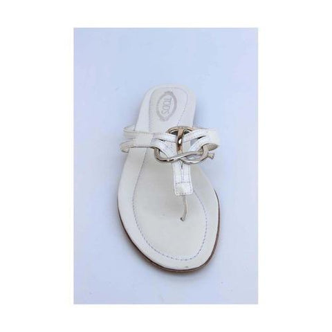 White 36.5 EUR - 6.5 US (244mm) Tods ladies flat sandal XXW0II07810OW0B001
