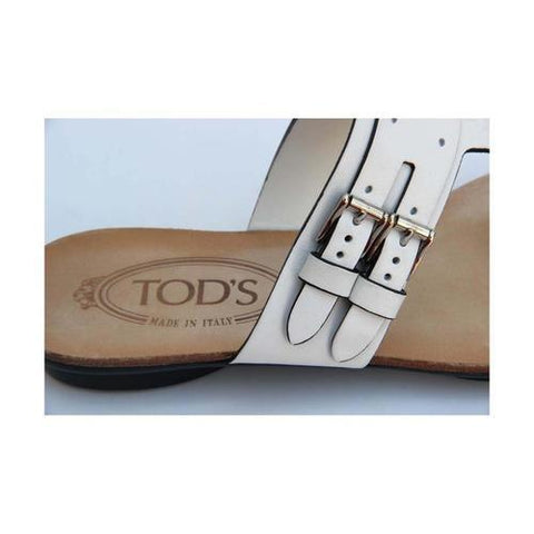 White 36 EUR - 6 US (241mm) Tods ladies flat sandal XXW0KU0A170BR0B001