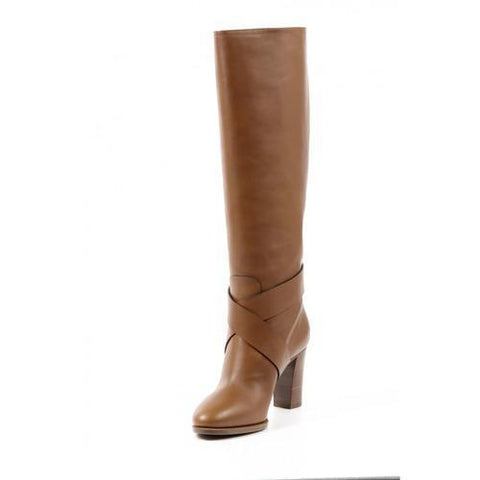 Brown 39 EUR - 9 US Ralph Lauren Womens High Boot MEARA SPORT CALF RL GOLD