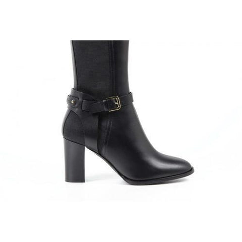 Black 37.5 EUR - 7.5 US Ralph Lauren Womens High Boot MELA SPORT CALF BLACK