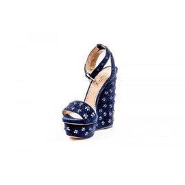 Blue 39.5 EUR - 9.5 US Alaia Womens Ankle Strap Wedge Sandal 6E3X842CC06 C551