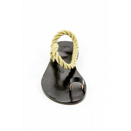 Multicolor 37 EUR - 7 US Álvaro González Womens Flat Sandal ANGELA METALLIC ROPE BLACK GOLD