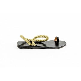 Multicolor 38 EUR - 8 US Álvaro González Womens Flat Sandal ANGELA METALLIC ROPE BLACK GOLD