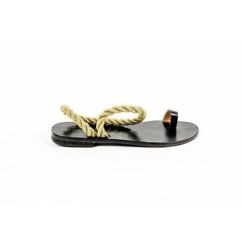 Multicolor 38 EUR - 8 US Álvaro González Womens Flat Sandal ANGELA METALLIC ROPE BLACK GOLD