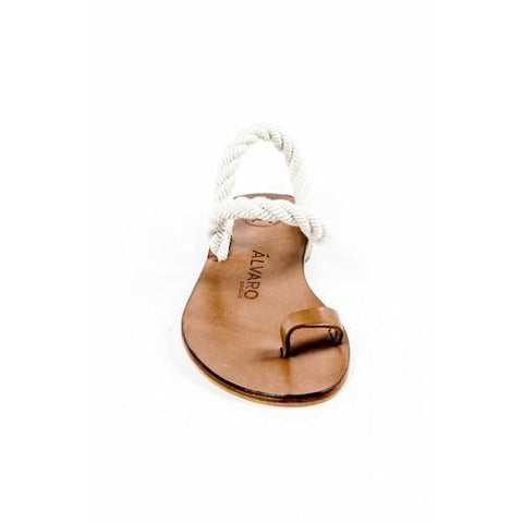Multicolor 38 EUR - 8 US Álvaro González Womens Flat Sandal ANGELA CALF ROPE TOBACCO ECRU