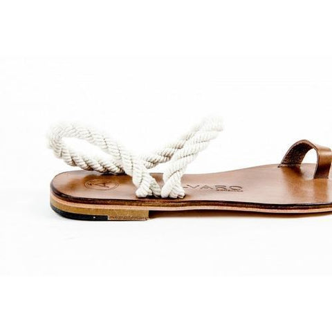 Multicolor 38 EUR - 8 US Álvaro González Womens Flat Sandal ANGELA CALF ROPE TOBACCO ECRU