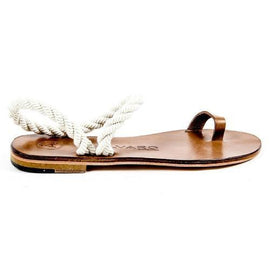 Multicolor 38 EUR - 8 US Álvaro González Womens Flat Sandal ANGELA CALF ROPE TOBACCO ECRU