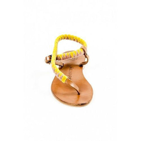 Multicolor 41 EUR - 11 US Álvaro González Womens Flat Sandal ANDREINA CALF VELVET PINK YELLOW