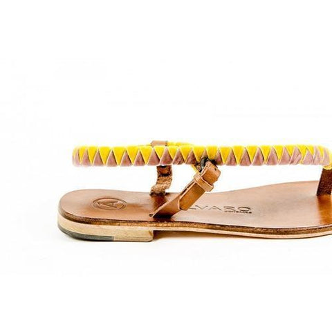 Multicolor 41 EUR - 11 US Álvaro González Womens Flat Sandal ANDREINA CALF VELVET PINK YELLOW