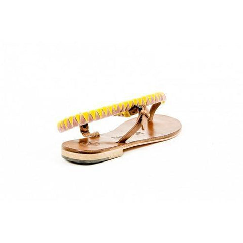 Multicolor 41 EUR - 11 US Álvaro González Womens Flat Sandal ANDREINA CALF VELVET PINK YELLOW