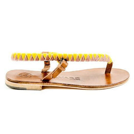 Multicolor 41 EUR - 11 US Álvaro González Womens Flat Sandal ANDREINA CALF VELVET PINK YELLOW
