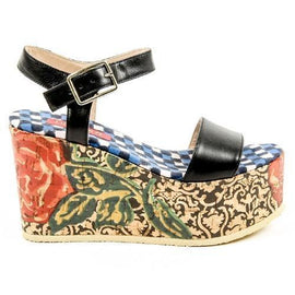 Multicolor 36 EUR - 6 US Lisa Corti Womens Ankle Strap Wedge Sandal W LISA LEATHER BLACK