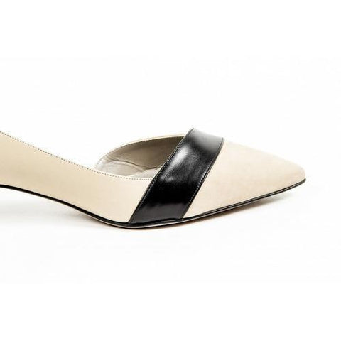 Beige 39 EUR - 9 US Kiton Womens Pump Open Side D39809 VIP 2199 BEIGE NERO