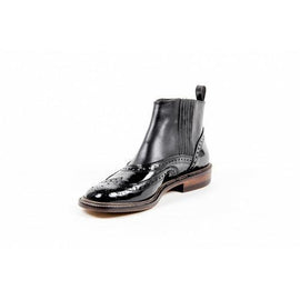 Black 37 EUR - 7 US Robert Clergerie Paris Womens Brogue Ankle Boot EGIM JAZZ JAZZ V LISSE NOIR EL NOIR