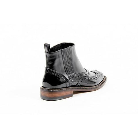 Black 38.5 EUR - 8.5 US Robert Clergerie Paris Womens Brogue Ankle Boot EGIM JAZZ JAZZ V LISSE NOIR EL NOIR