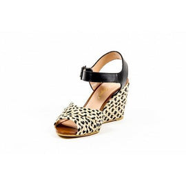 Multicolor 36.5 EUR - 6.5 US Robert Clergerie Paris Womens Ankle Strap Wedge Sandal DIZON PAILLE NAT VEG NOIR DBL PDR BC
