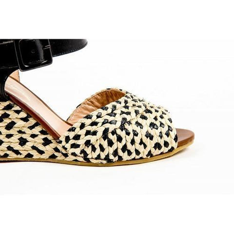Multicolor 40.5 EUR - 10.5 US Robert Clergerie Paris Womens Ankle Strap Wedge Sandal DIZON PAILLE NAT VEG NOIR DBL PDR BC