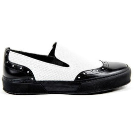 Multicolor 37 EUR - 7 US Robert Clergerie Paris Womens Slip On Sneaker TILO02 V LISSE NOIR V L PERFO BLANCO