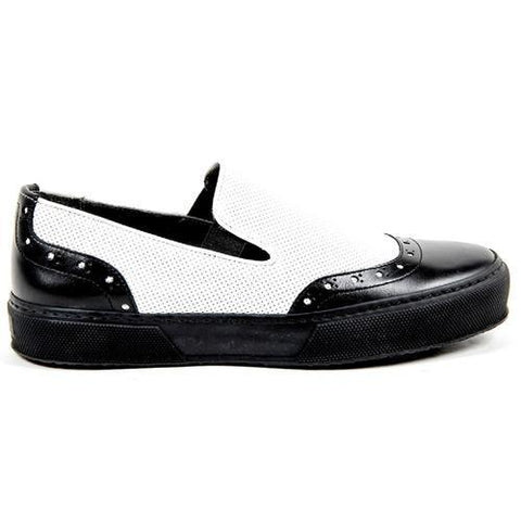 Multicolor 37 EUR - 7 US Robert Clergerie Paris Womens Slip On Sneaker TILO02 V LISSE NOIR V L PERFO BLANCO