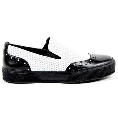 Multicolor 37.5 EUR - 7.5 US Robert Clergerie Paris Womens Slip On Sneaker TILO02 V LISSE NOIR V L PERFO BLANCO