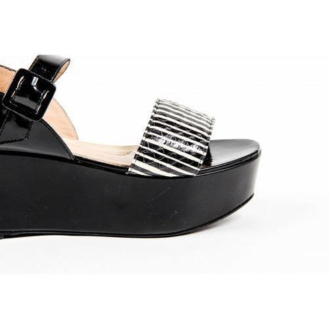 Multicolor 37.5 EUR - 7.5 US Robert Clergerie Paris Womens Flatform Sandal FRAKS RAY JAZZ NOIR DBL PDR