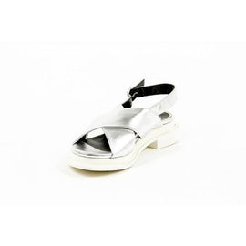 Silver 41 EUR - 11 US Robert Clergerie Paris Womens Cross Over Sandal CALIENTE AGNEAU ARGENT DBL NOIR BCL AGN