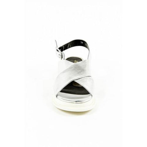 Silver 41 EUR - 11 US Robert Clergerie Paris Womens Cross Over Sandal CALIENTE AGNEAU ARGENT DBL NOIR BCL AGN