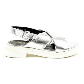 Silver 41 EUR - 11 US Robert Clergerie Paris Womens Cross Over Sandal CALIENTE AGNEAU ARGENT DBL NOIR BCL AGN