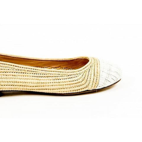 Multicolor 41 EUR - 11 US Robert Clergerie Paris Womens Ballerina GINO TRAME BLANC PAILLE NATURELLE D