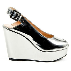 Silver 37 EUR - 7 US Robert Clergerie Paris Womens Slingback Wedge Sandal BUSTYMA NEWLAM GRIS DBL PDR