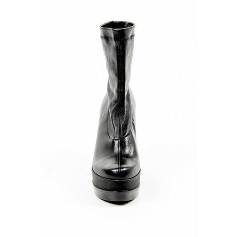 Black 37.5 EUR - 7.5 US Robert Clergerie Paris Womens Wedge Short Boot SOUZIJ AGNEAU STRETCH NOIR DBL NR