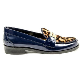 Multicolor 37 EUR - 7 US Avec Modration Womens Loafer FRIDA BLUE LEOPARD